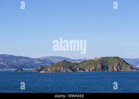 Blick von der Interislander Fähre zwischen Nord- und Südinsel von Neuseeland Stockfoto