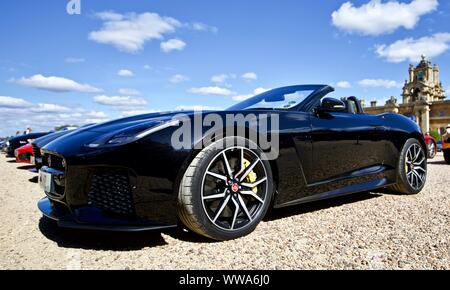 Jaguar F-Type 5 0-V8-Kompressormotors SVR (G6SVR) auf der Concours D'Elegance in Blenheim Palace am 8. September 2019 Stockfoto