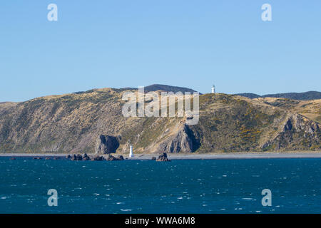 Blick von der Interislander Fähre zwischen Nord- und Südinsel von Neuseeland Stockfoto