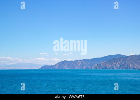 Blick von der Interislander Fähre zwischen Nord- und Südinsel von Neuseeland Stockfoto