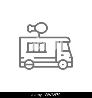 Fried Chicken Truck, Straße fast food Symbol Leitung. Stock Vektor