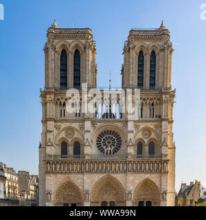 Paris, die Kathedrale Notre Dame, die Ile de la Cite, die glasmalereien der Hauptfassade Stockfoto