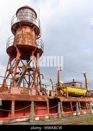 Detail des Feuerschiffes im Norden Carr, im Service 1933 - 1975 an der Victoria Station, City Quay, Dundee, Tayside, Schottland, UK günstig Stockfoto