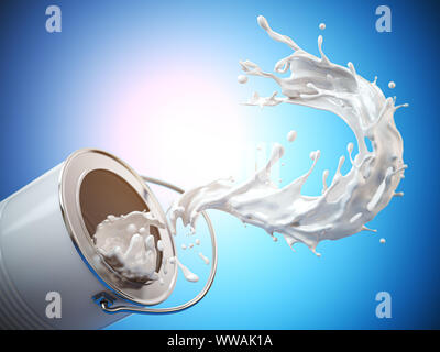 Farbe spritzen in Form von Fragezeichen und malen können. Wahl der Farbe, des FAQ Verbesserung und Renovierung Konzept. 3D-Darstellung Stockfoto