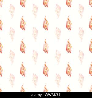Abstrakte orange Herbstlaub im malerischen Pinselstrich Stil mit Transparenz. Vektor nahtlose geometrische Muster auf Creme weißer Hintergrund Stock Vektor