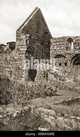 1935 Foto - Die religiöse Gebäude auf der schottischen Insel Iona vor dem Wiederaufbau und Restaurierung. Das Kloster Ruinen Stockfoto