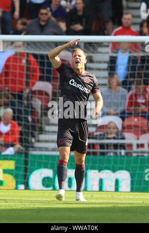 Middlesborough, Großbritannien. 14 Sep, 2019. Michael Morrison von Lesung während der Sky Bet Championship Match zwischen Middlesbrough und Lesung im Riverside Stadium, Middlesbrough am Samstag, dem 14. September 2019. (Credit: Mark Fletcher | MI Nachrichten) nur die redaktionelle Nutzung, eine Lizenz für die gewerbliche Nutzung erforderlich. Foto darf nur für Zeitung und/oder Zeitschrift redaktionelle Zwecke Credit: MI Nachrichten & Sport/Alamy Live-Nachrichten verwendet werden. Stockfoto