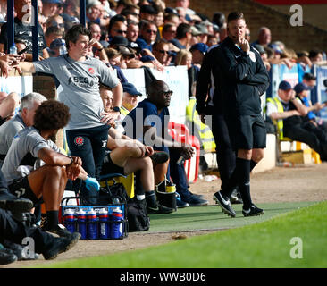 Southend, England. 14 Sep, 2019. Joey Barton Manager von Fleetwood Stadt während Englisch Sky Bet League zwischen Southend United und Fleetwood Stadt an den Wurzeln Hall Stadium, Southend, England am 14. September 2019 Quelle: Aktion Foto Sport/Alamy Live News Credit: Aktion Foto Sport/Alamy leben Nachrichten Stockfoto