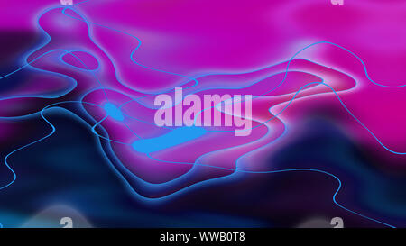 Abstrakter Hintergrund in neonblau und lila bunten Wellen Stockfoto