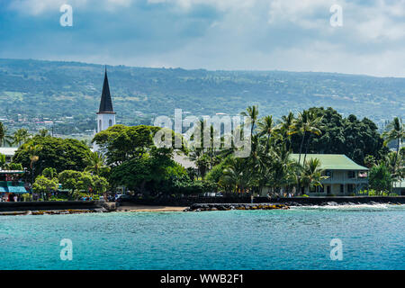 Hawai'i, die grosse Insel, Kailua-Kona auf einem voggy Tag Stockfoto