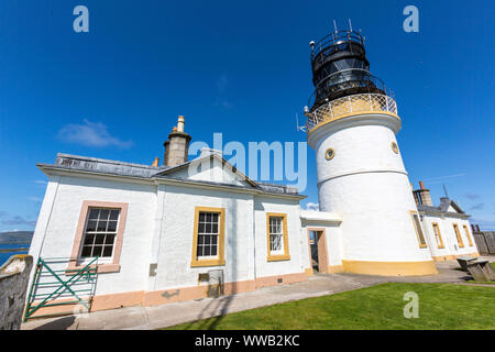 Sumburgh Head Lighthouse Unterkunft, RSPB Sumburgh Head, Festland, Shetlandinseln, Schottland, Großbritannien Stockfoto