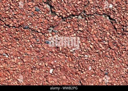 Detailansicht auf Asphalt Oberflächen von verschiedenen Straßen und Wege in einer Nahaufnahme Stockfoto