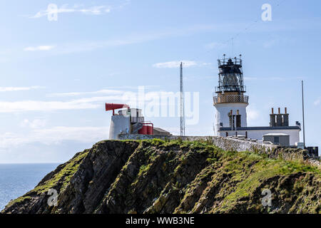 Sumburgh Head Lighthouse Unterkunft, RSPB Sumburgh Head, Festland, Shetlandinseln, Schottland, Großbritannien Stockfoto