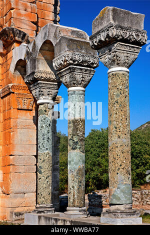 'Detail' von der berühmten Basilika B', archaeologica Stätte des antiken Philippi (UNESCO-Weltkulturerbe), Kavala, Mazedonien, Griechenland. Stockfoto