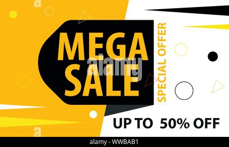 Angebot megal-Verkauf Banner, bis zu 50% Rabatt. Stock Vektor