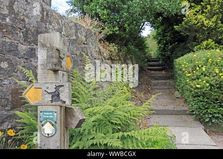 Wegweiser auf Pendle Witches Trail Stockfoto