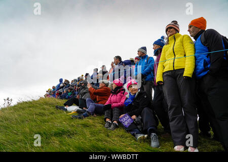 Auchterarder, Schottland, Großbritannien. 14. September 2019. Samstag nachmittag Fourballs Spiele in 2019 Solheim Cup am hundertjährigen Kurs in Gleneagles. Abgebildet; Zuschauer um den 7 grün. Iain Masterton/Alamy leben Nachrichten Stockfoto