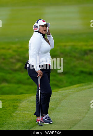 Auchterarder, Schottland, Großbritannien. 14. September 2019. Samstag nachmittag Fourballs Spiele in 2019 Solheim Cup am hundertjährigen Kurs in Gleneagles. Abgebildet; Lizette Salas von Team USA. Iain Masterton/Alamy leben Nachrichten Stockfoto