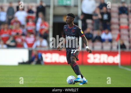 Middlesbrough, UK. 14. September 2019. Omar Richards von Lesung während der Sky Bet Championship Match zwischen Middlesbrough und Lesung im Riverside Stadium, Middlesbrough am Samstag, dem 14. September 2019. (Credit: Mark Fletcher | MI Nachrichten) nur die redaktionelle Nutzung, eine Lizenz für die gewerbliche Nutzung erforderlich. Foto darf nur für Zeitung und/oder Zeitschrift redaktionelle Zwecke Credit: MI Nachrichten & Sport/Alamy Live-Nachrichten verwendet werden. Stockfoto