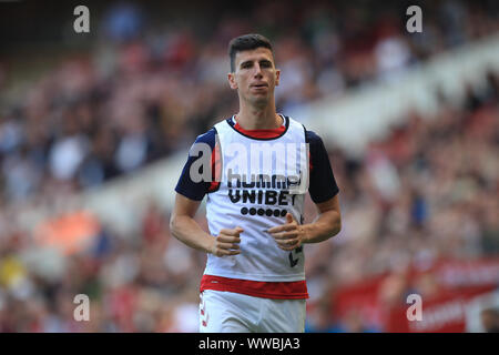 Middlesbrough, UK. 14. September 2019. Daniel Ayala von Middlesbrough während der Sky Bet Championship Match zwischen Middlesbrough und Lesung im Riverside Stadium, Middlesbrough am Samstag, dem 14. September 2019. (Credit: Mark Fletcher | MI Nachrichten) nur die redaktionelle Nutzung, eine Lizenz für die gewerbliche Nutzung erforderlich. Foto darf nur für Zeitung und/oder Zeitschrift redaktionelle Zwecke Credit: MI Nachrichten & Sport/Alamy Live-Nachrichten verwendet werden. Stockfoto