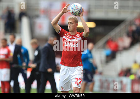 Middlesbrough, UK. 14. September 2019. George Saville von Middlesbrough während der Sky Bet Championship Match zwischen Middlesbrough und Lesung im Riverside Stadium, Middlesbrough am Samstag, dem 14. September 2019. (Credit: Mark Fletcher | MI Nachrichten) nur die redaktionelle Nutzung, eine Lizenz für die gewerbliche Nutzung erforderlich. Foto darf nur für Zeitung und/oder Zeitschrift redaktionelle Zwecke Credit: MI Nachrichten & Sport/Alamy Live-Nachrichten verwendet werden. Stockfoto