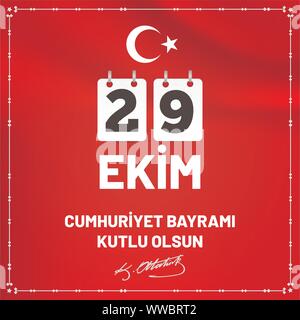 29 Das Ekim Cumhuriyet Bayramı - 29. Oktober Tag der Republik Türkei Stock Vektor