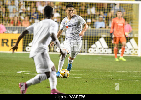 Chester, Pennsylvania, USA. 14 Sep, 2019. LAFC player, EDUARD ATUESTA (20) Aktion gegen die Union während des Spiels an Talen Energie Stadion in Chester, Pennsylvania Credit: Ricky Fitchett/ZUMA Draht/Alamy leben Nachrichten Stockfoto