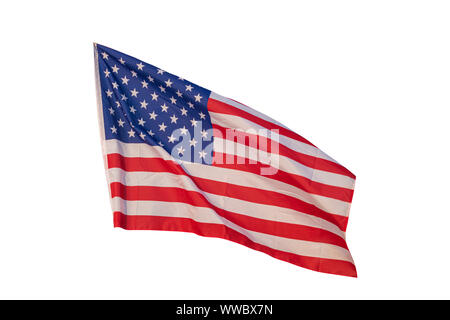 Vereinigten Staaten von Amerika Flagge auf weißem Hintergrund. Stockfoto