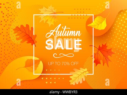 Herbst Sale mit Steigung Formen und Blätter Stock Vektor