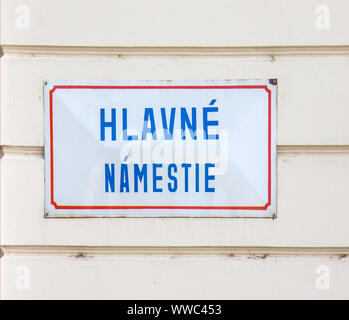 Straßenschild in Bratislava, Slowakei Stockfoto