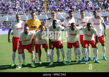 Florenz, Italien. 14 Sep, 2019. Florenz, Italien, 14. September 2019: juventus Mannschaft in der Serie A Fußball Spiel Fiorentina und Juventus Turin, am Stadion Artemio Franchi in Florenz. Credit: Unabhängige Fotoagentur/Alamy leben Nachrichten Stockfoto