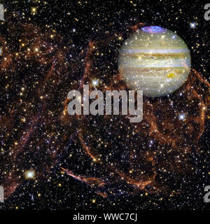 Planet Jupiter in der bunten sternklaren Universum. Elemente dieses Bild von der NASA eingerichtet. Stockfoto