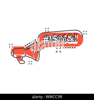 Shout Sprechblasen-symbol im Comic-stil. Beschweren vektor Cartoon Illustration auf weißem Hintergrund isoliert. Wütend emotion Business Konzept splash Effe Stock Vektor