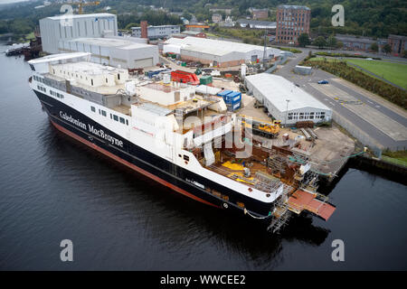 Ferguson Marine Schiffbau von der schottischen Regierung Gebäude Calmac Fähre nach nationalisiert werden Stockfoto