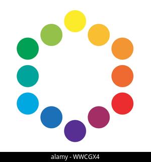 Basic Cognac Polychrome spektrale Versicolor Regenbogen Farben von 12 Ringen. Die spektrale Harmonischen bunte Palette des Malers. Stock Vektor