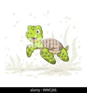 Cute cartoon Schildkröte. Hand zeichnen Vector Illustration mit separaten Ebenen. Stock Vektor