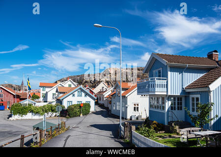 Blick auf die stadt Fjaellbacka in Schweden. Stockfoto