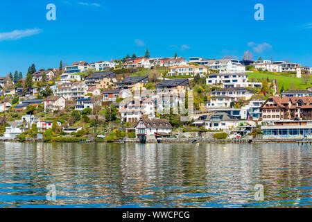 Blick auf die Stadt Weggis Luzerner See in der Schweiz Stockfoto