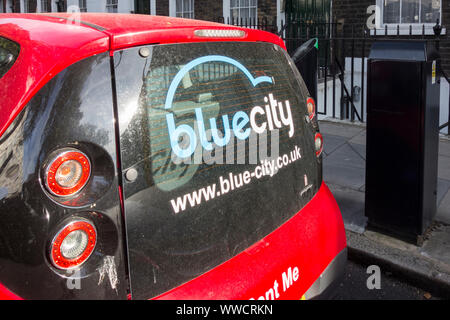 Bluecity Elektroauto, Bloomsbury, London, UK Stockfoto