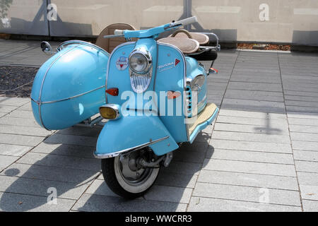 Serbien, Belgrad - September 7, 2019: Ein Oldtimer Motorrad auf der "24 Stunden von Eleganz" zeigen am 7. September 2019 in Belgrad, Serbien. Stockfoto