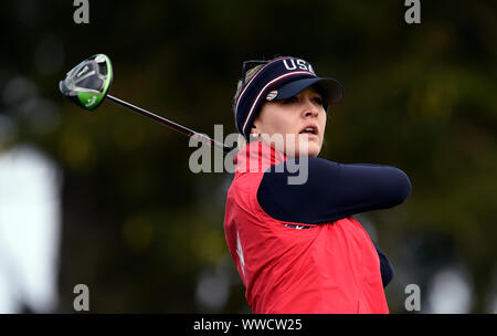 Das Team USA Jessica Korda-stücke weg die 2. Während der singles Gleiches an Tag drei des Solheim Cup 2019 in Gleneagles Golf Club, Auchterarder. Stockfoto