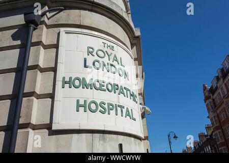 Die Royal London Homeopathic Hospital (jetzt das Royal London Hospital für Integrierte Medizin) Great Ormond Street, London, WC1N, Großbritannien Stockfoto