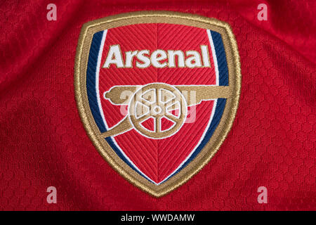 Nahaufnahme von Arsenal x Adidas 19/20 Startseite Stockfoto