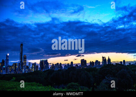 New York, USA, 13. September 2019. Skyline Blick auf den Central Park aus der Garten auf dem Dach des Metropolitan Museum der Kunst in New York City. Gutschrift: Stockfoto