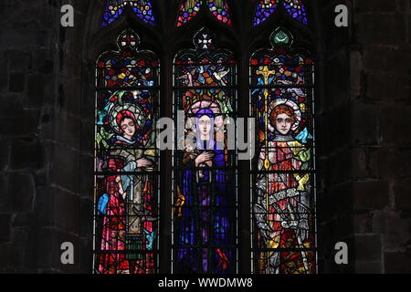 Harry Clarke Glasfenster, der Kirche St. Mary, Nantwich Stockfoto