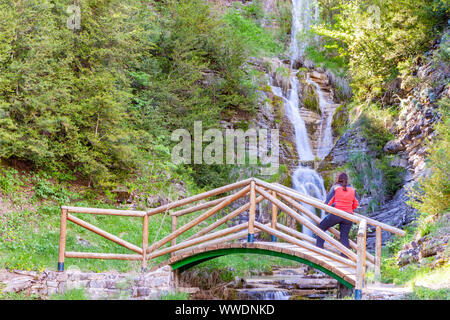 Sibiscal Wasserfall, Aisa Tal in La Jacetania, Huesca, Spanien Stockfoto