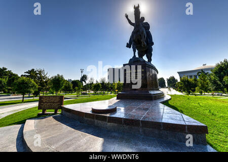 Taschkent, Usbekistan - Juli 8, 2019: Denkmal für Amir Timur in der Amir Timur Platz in Taschkent, Usbekistan. Stockfoto