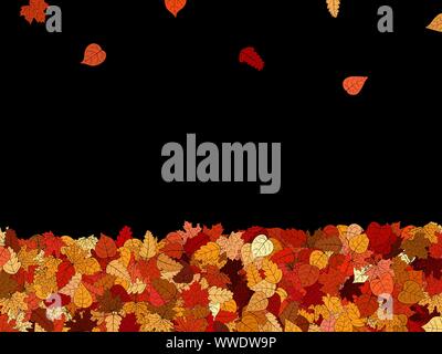 Breite vektor Herbst Hintergrund - fallende Blätter in der Nacht Stock Vektor