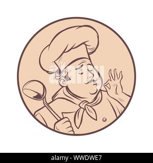 Grafik silhouette Kochen ok Geste, gourmet Essen schmecken. Comic cartoon Pop Art retro Vektor Zeichnung Abbildung Stock Vektor