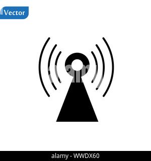 Signal Radio Wlan Flachbild Symbol Vektor Design auf weißem Hintergrund Stock Vektor